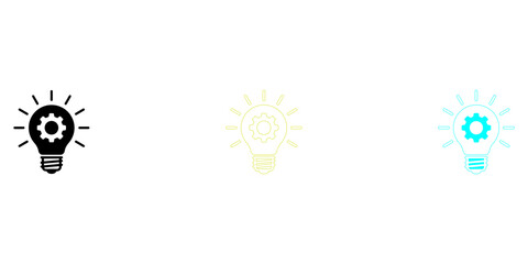 Fototapeta premium Set of three light bulb icons with different styles showing creativity and ideas