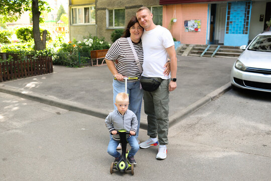 The family is spending time in the park