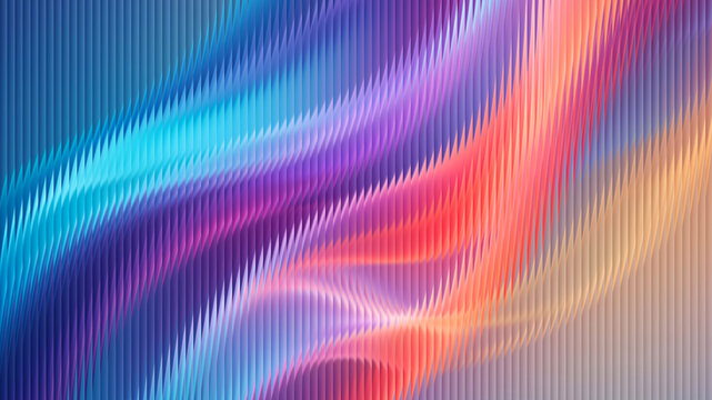 Abstract blue and peach corrugated gradient background with flowing pastel waves for elegant presentation layouts and digital wallpaper