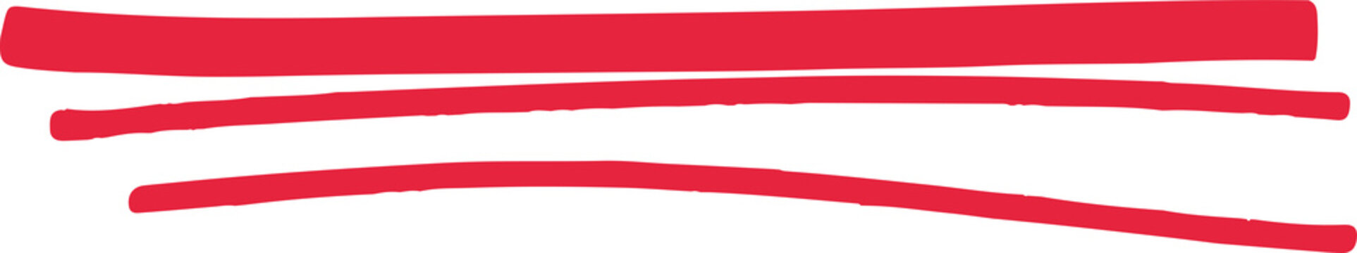 Red Hand Drawn Brush Strokes PNG Isolated on Transparent Background for Decorative Design, Borders, Underline Effects, and Graphics