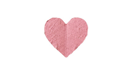 Fototapeta premium Handmade pink paper heart crafted from recycled pulp isolated on transparent background