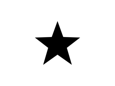 Minimalist black star icon vector, solid five-pointed star silhouette, simple geometric star shape for rating and awards