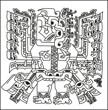 Ilustraci&oacute;n de dise&ntilde;o de la portada del templo de Chav&iacute;n de Huantar