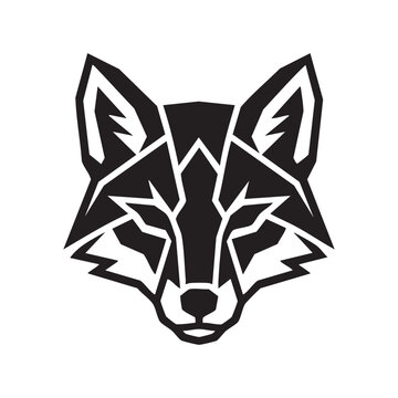 Minimalist geometric fox head logo design isolated on a white background for branding and creative projects