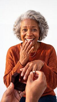 POV African American Grandmother Emotional Marriage Proposal Reaction