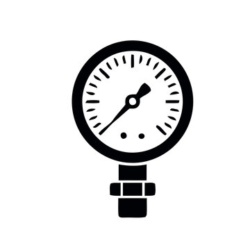 Speedometer or Pressure Gauge, Silhouette Vector.