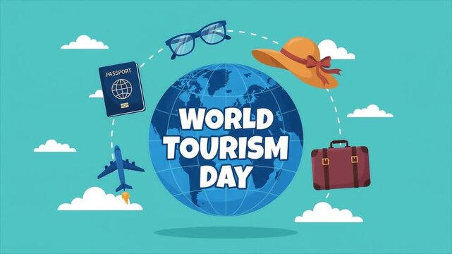 World Tourism Day animation vector on transparent background
