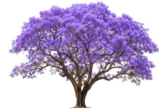 A magnificent jacaranda tree in full bloom, its branches laden with vibrant purple flowers, stands as a testament to nature's beauty.