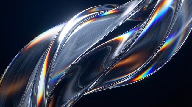Abstract Iridescent Glass Wave Background