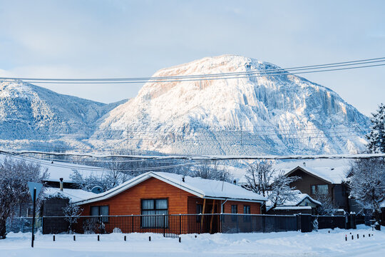 Snowy Mountain Above Village