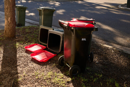 Trash Bins on suburban street in Melbourne