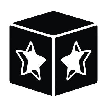 3D cube with stars icon vector illustration for game achievement reward rating and success concept
