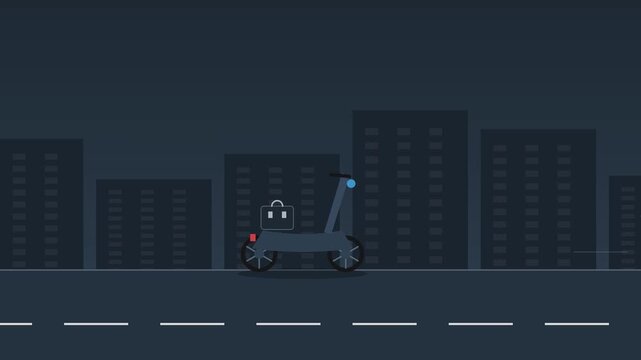 Modern Business Professional Urban Commute Animation at Night with 4K Resolution and 60fps