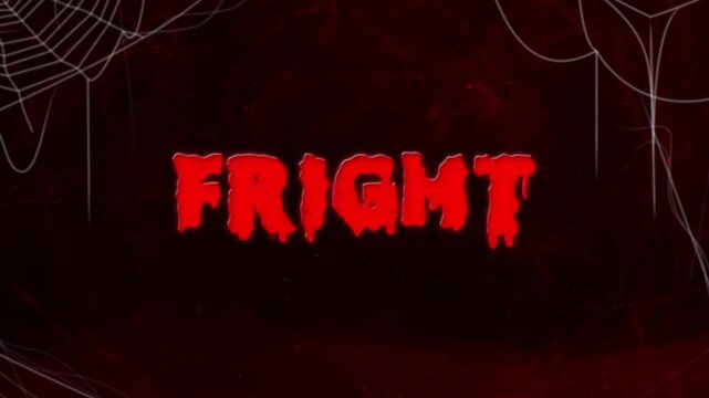 Fright: Dark Horror Text Animation with Spooky Spider Webs and Red Gothic Background