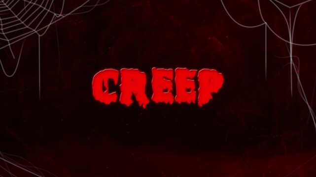 Creep: Dark Horror Text Animation with Spooky Spider Webs and Red Gothic Background