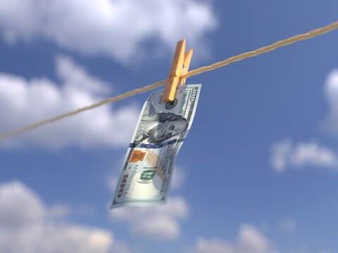 Dollar Bill Hanging on a Clothesline