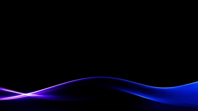 Blue and Violet Light Wave in a 4K Seamless Animation with Large Black Copy Space for Text