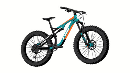 Fototapeta premium Teal and Orange Full Suspension Mountain Bike