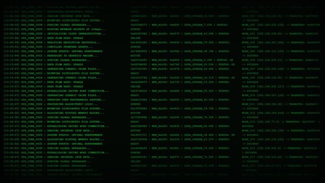 System core data stream network processing terminal screen.