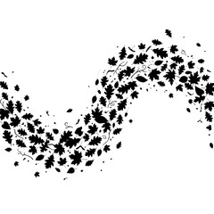 Obraz premium Swirling wave of black autumn maple leaves forming an elegant artistic vector graphic design pattern element