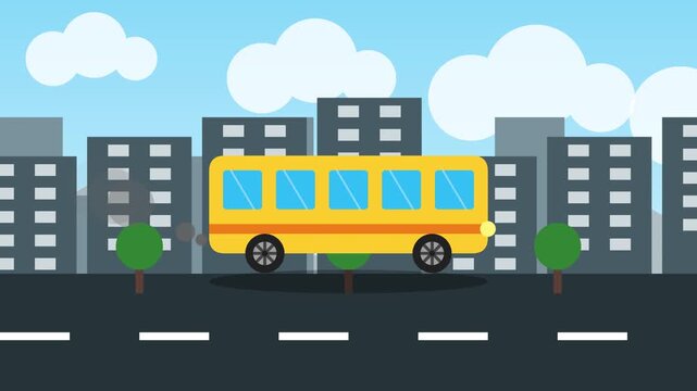 Cinematic 4K 60fps Parallax Animation of a Modern Cityscape Travel Journey on 16:9 Canvas Background