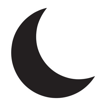 Black silhouette of a crescent moon shape on a white background