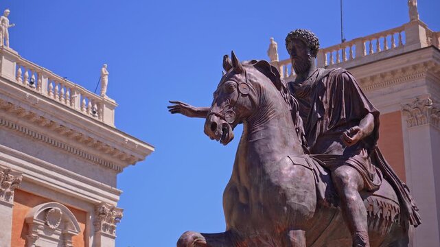 Close Up of Equestrian Statue of Marcus Aurelius in Rome

