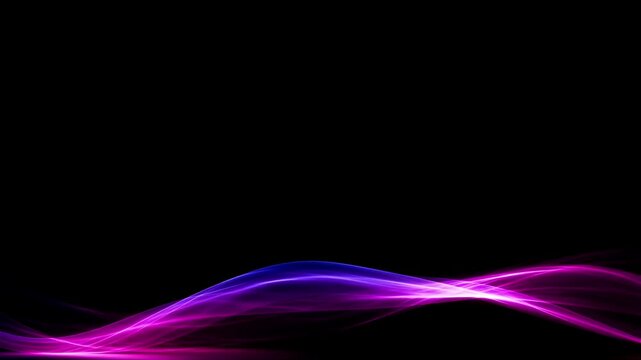 Magenta and Violet Light Ribbons in a UHD Looped Motion Background with Wide Black Copy Space Above