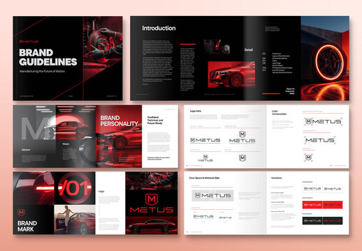 Automotive Brand Guidelines Template, Car Visual Identity Brand Manual & Logo Style Guide