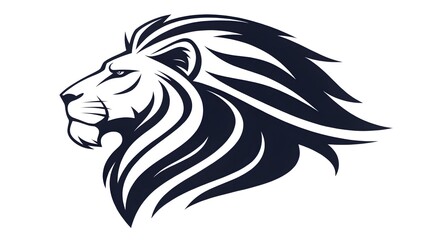 Obraz premium Minimalist lion head logo vector illustration for branding and sports team mascot design.