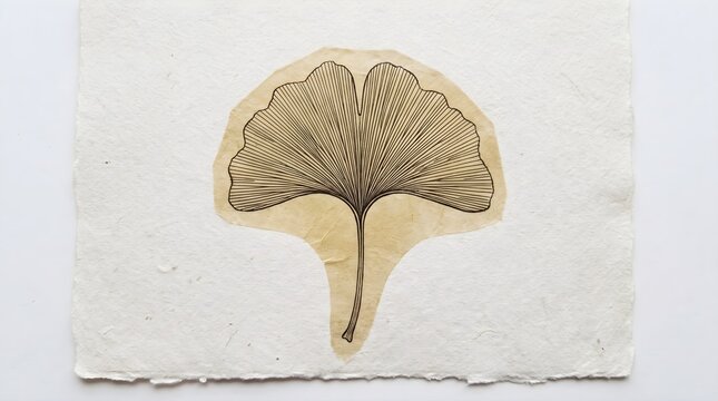 Chine Colle Layered Print Ginkgo Leaf Illustration Wellness Paper Craft