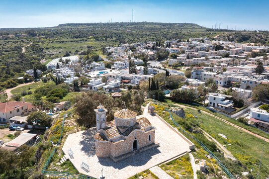 Profitis Elias church on hill overlooking Paralimni, Famagusta District, Cyprus