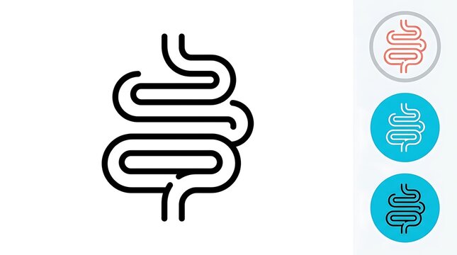 Intestinal tract vector icons set for medical health and digestive system design