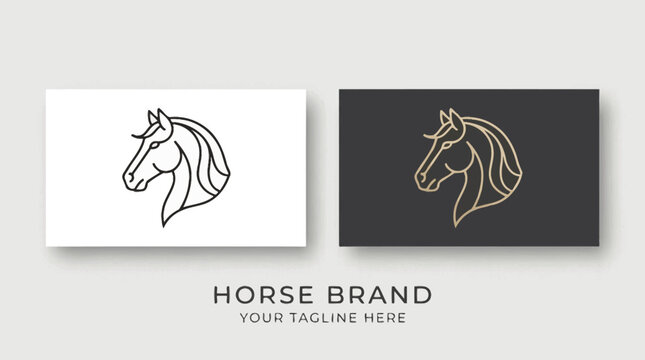 Minimalist horse head logo design template for luxury brand identity.