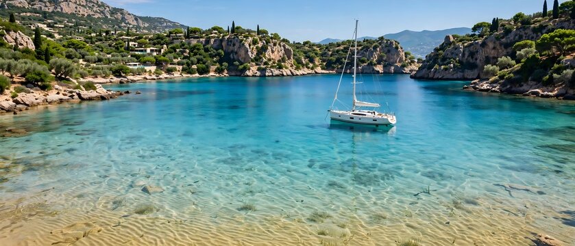 Sailboat On Clear Water Beach