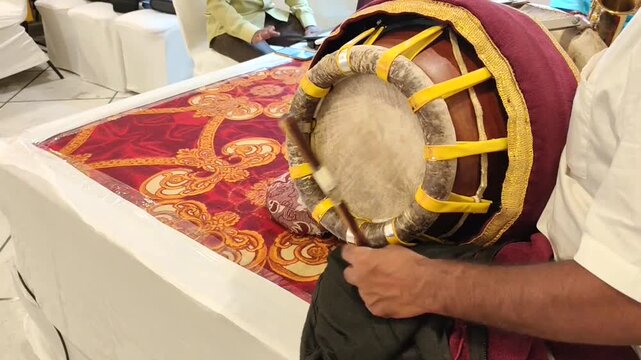 An Indian drum  or musical instrument called Tabla  being played.