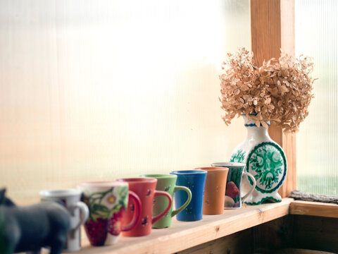 ceramics on the windowsill