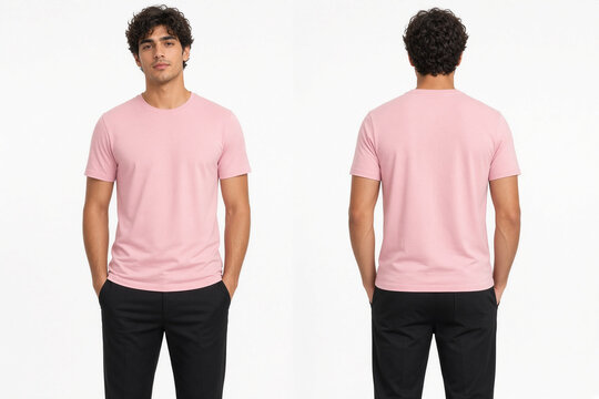 modello maglietta rosa davanti e dietro 