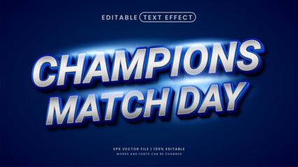 Obraz premium Champion match day 3d editable text effect sport style