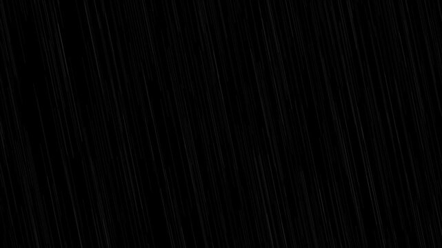 realistic overlay cinematic hard rain 4k video on black background
