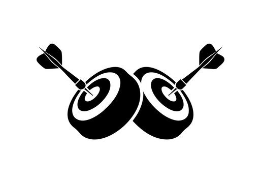 Two black silhouette dart angled target drawing high resolution picture