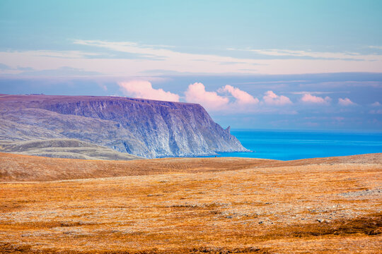 Rocky Barents sea coast. Beautiful landscape, wilderness. North Cape. Nordkapp, Norway