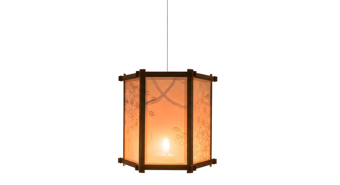 Traditional wooden hanging lantern often used during the beautiful and cultural celebration of the mid autumn festival