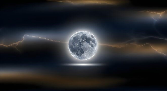 A glowing full moon shining brightly in the dark night sky celebrating the traditional mid autumn festival event