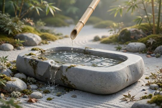 Zen Garden Bamboo Pipe Dripping Water