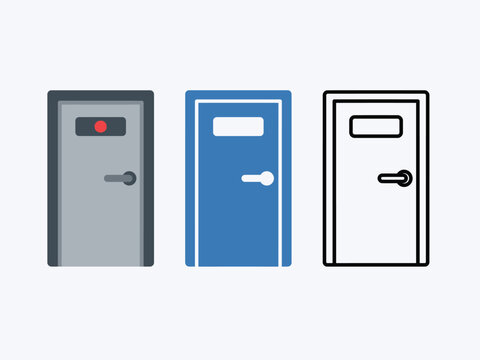 Flat vector illustration of closed door entrance icon