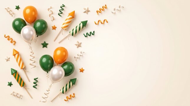 St. Patrick's Day celebration background with green and orange balloons