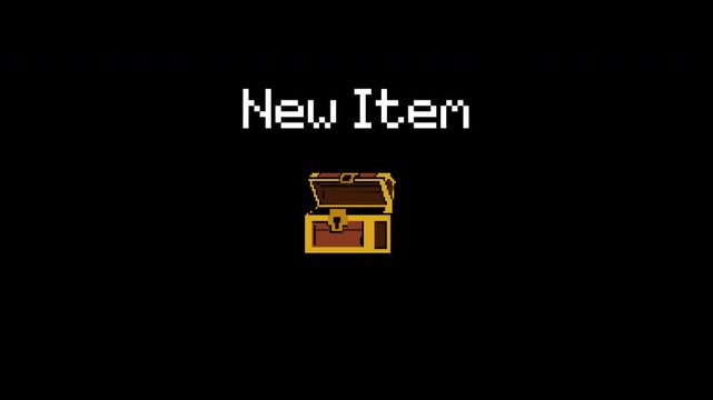 Pixel 8 bit treasure chest animation for game interface