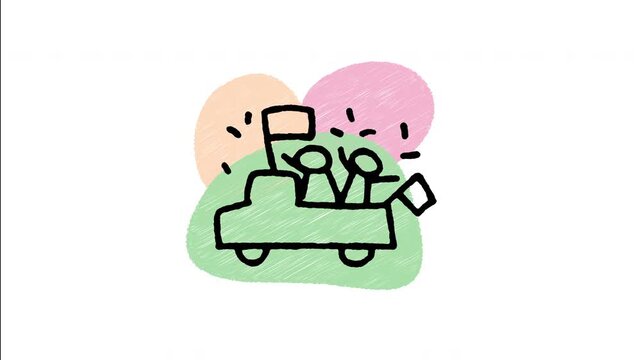 An animated hand-drawn vintage parade truck celebrating St. Patrick's Day with shamrocks and flags. Great for March festivities, community events, Irish parade coverage, and joyous parties. 