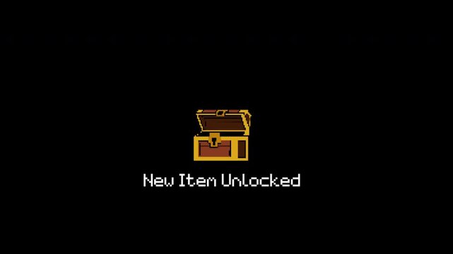 Pixel 8 bit treasure chest opening animation for retro gaming
